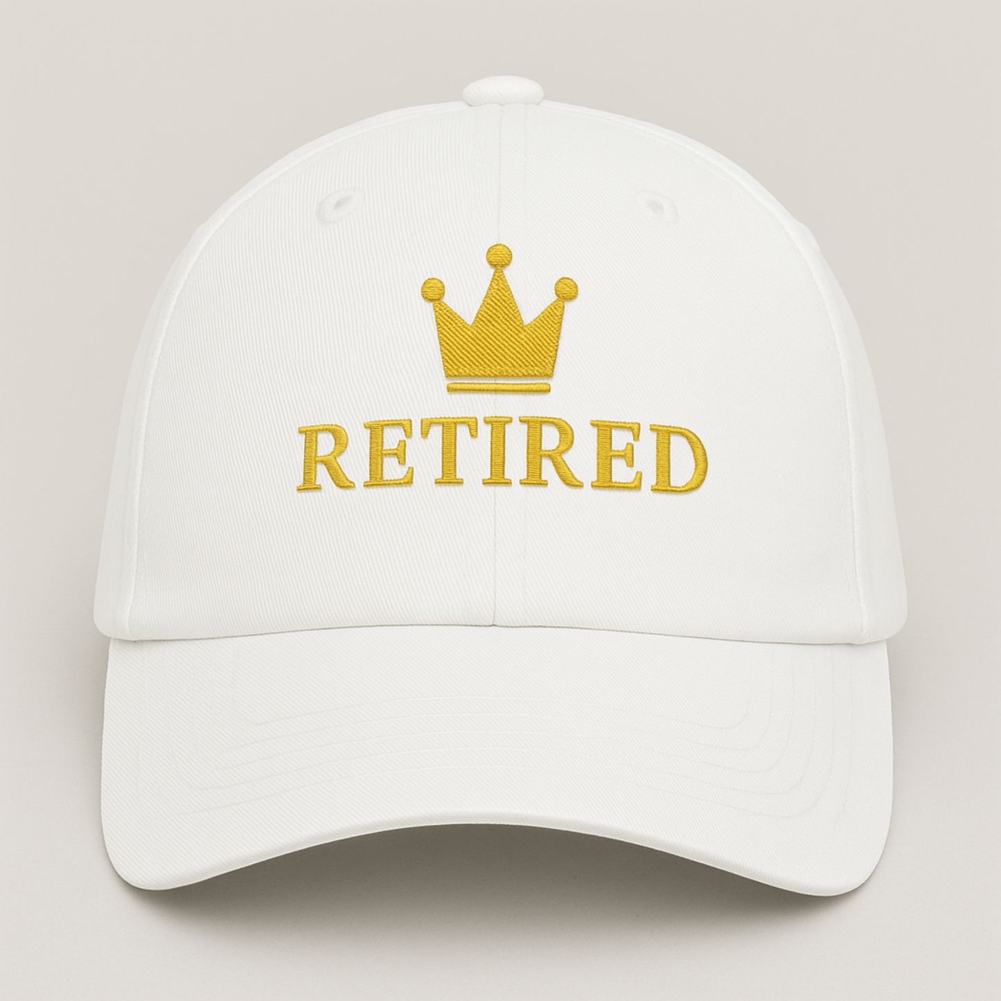 Retired Embroidered Hat – Luxury-Inspired Dad Cap with Crown Icon, Minimal Streetwear Hat, Retirement Gift for Him