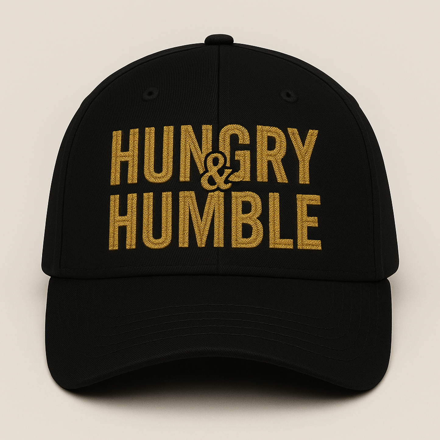 Hungry & Humble Embroidered Hat – Motivational Dad Cap, Hustle Mindset Streetwear, Gold Lettering Baseball Cap Gift