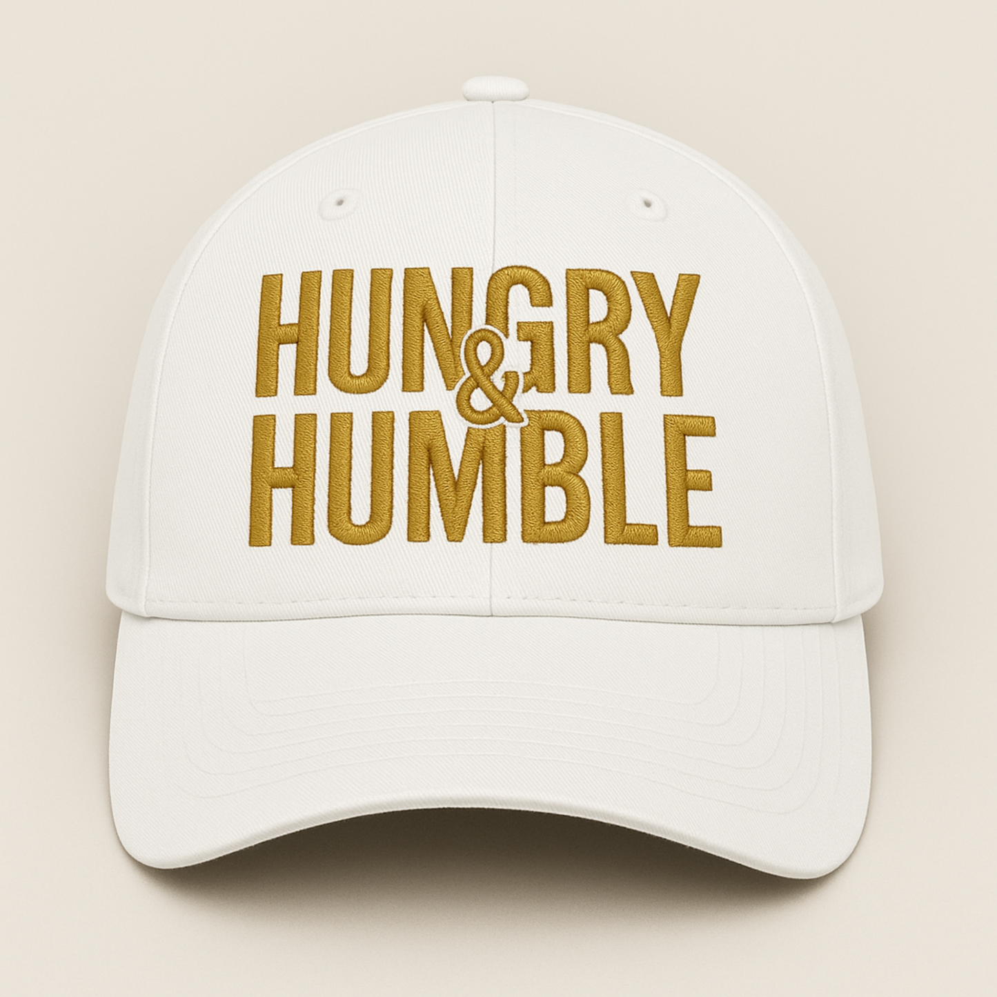 Hungry & Humble Embroidered Hat – Motivational Dad Cap, Hustle Mindset Streetwear, Gold Lettering Baseball Cap Gift