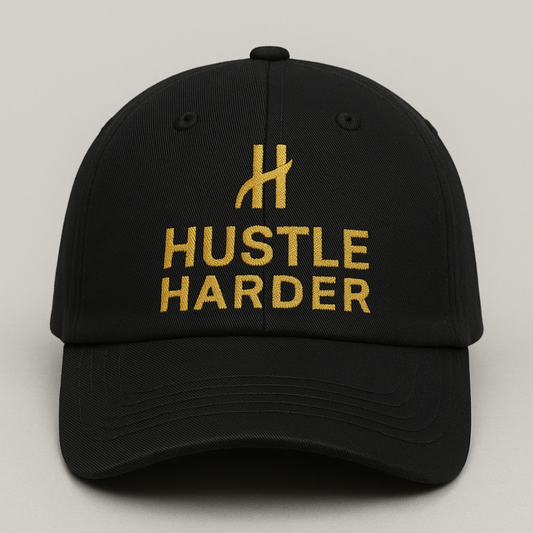 Hustle Harder Embroidered Hat – Motivational Dad Cap, Grind Mode Streetwear Hat, Entrepreneur Gift, Work Ethic Baseball Cap